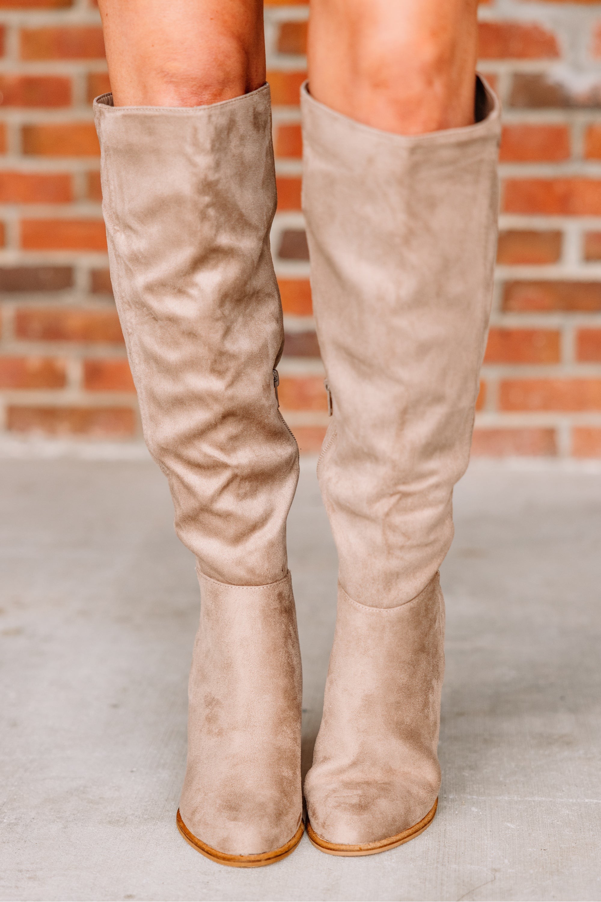 Step It Up Taupe Brown Heeled Boots