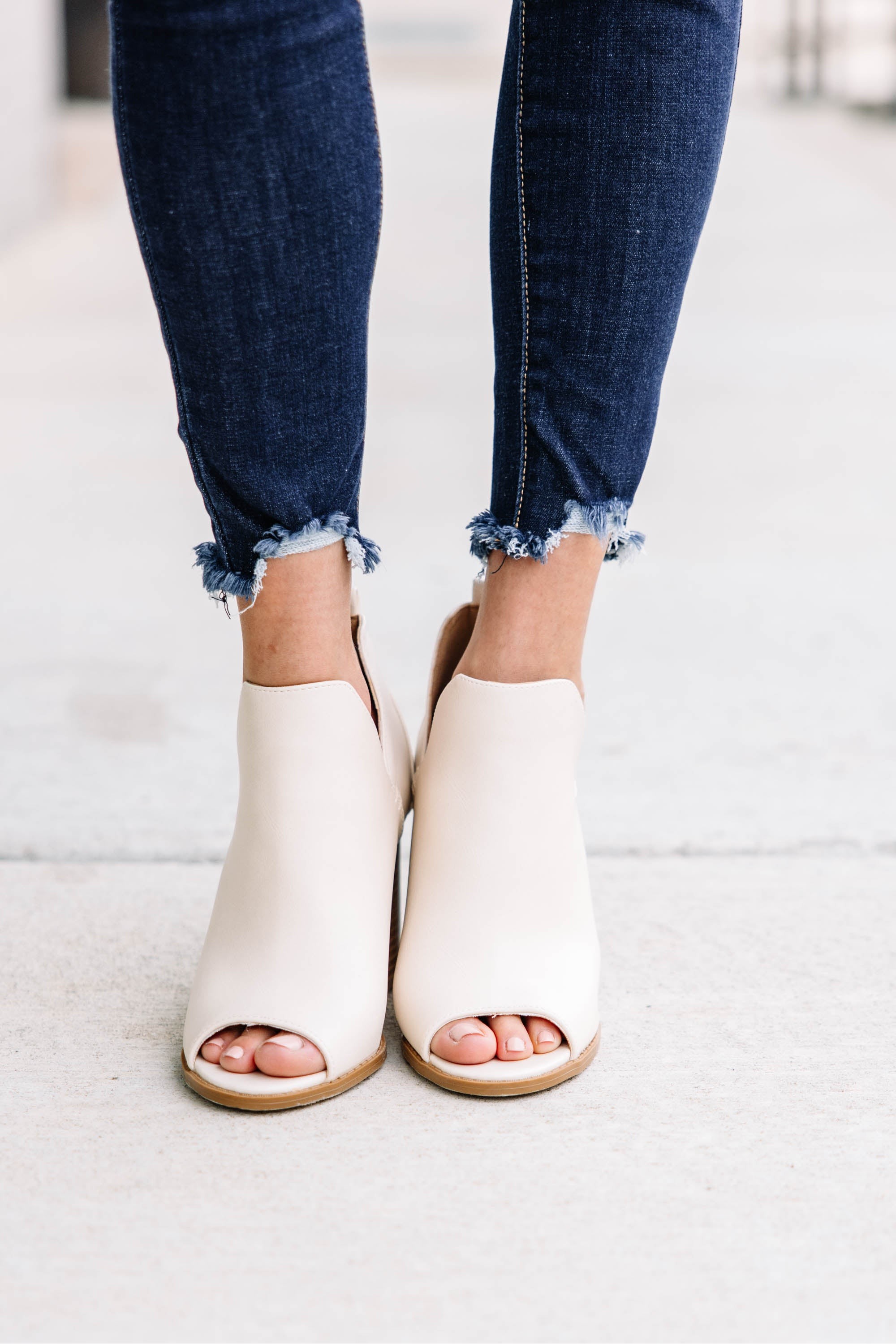 Feeling Bold Bone White Heeled Booties