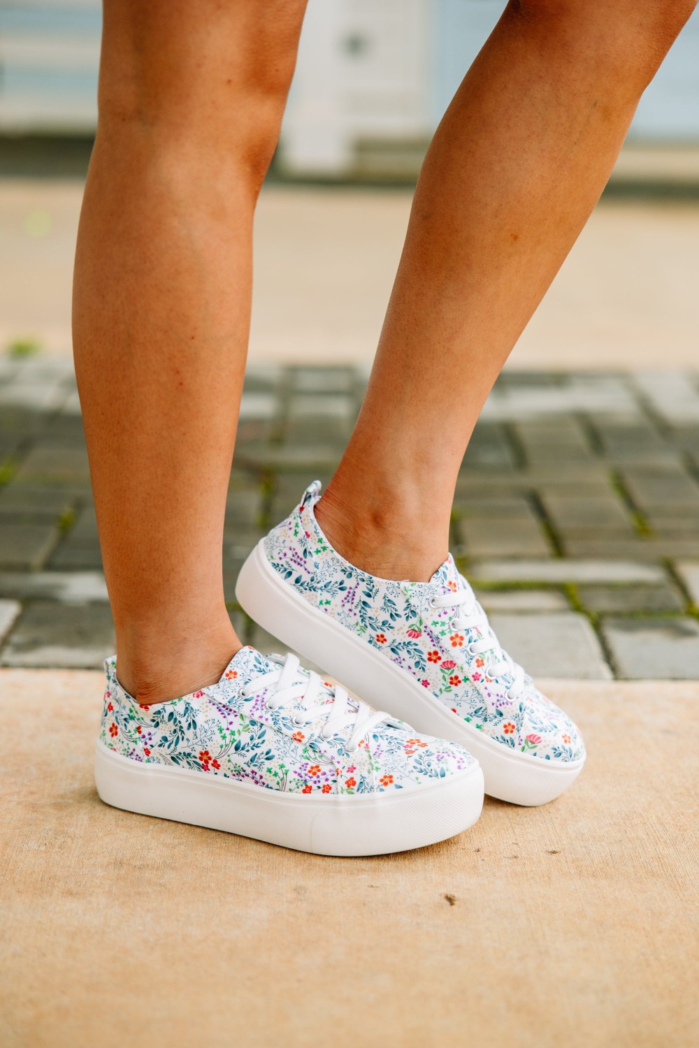 Pep In Your Step White Floral Sneakers
