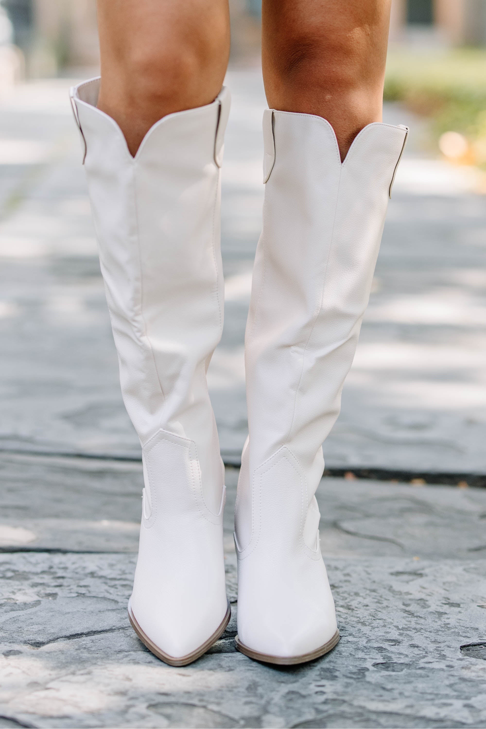 Take By Love Beige White Western Boots