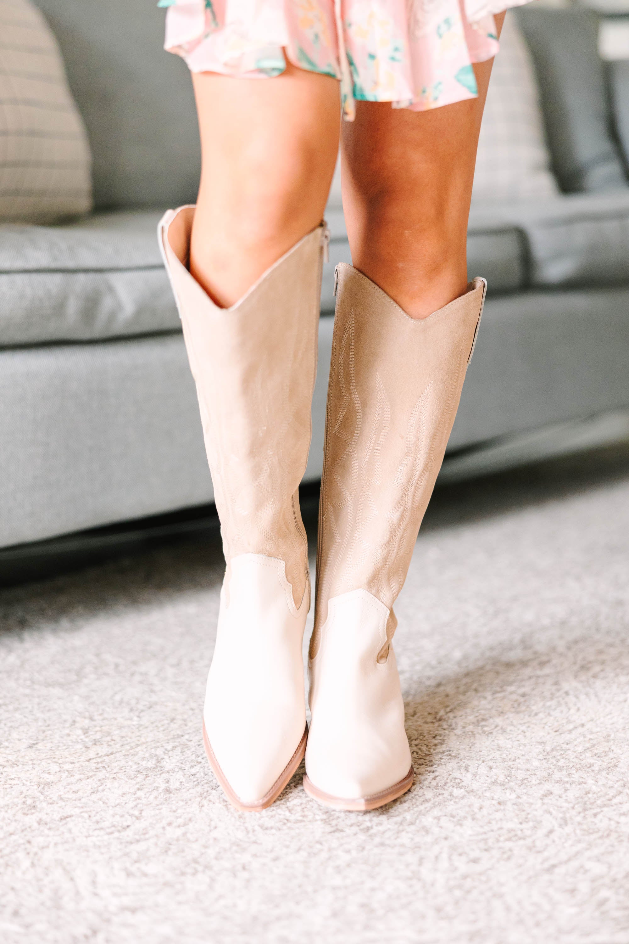 Can't Get Enough Natural White Western Boots