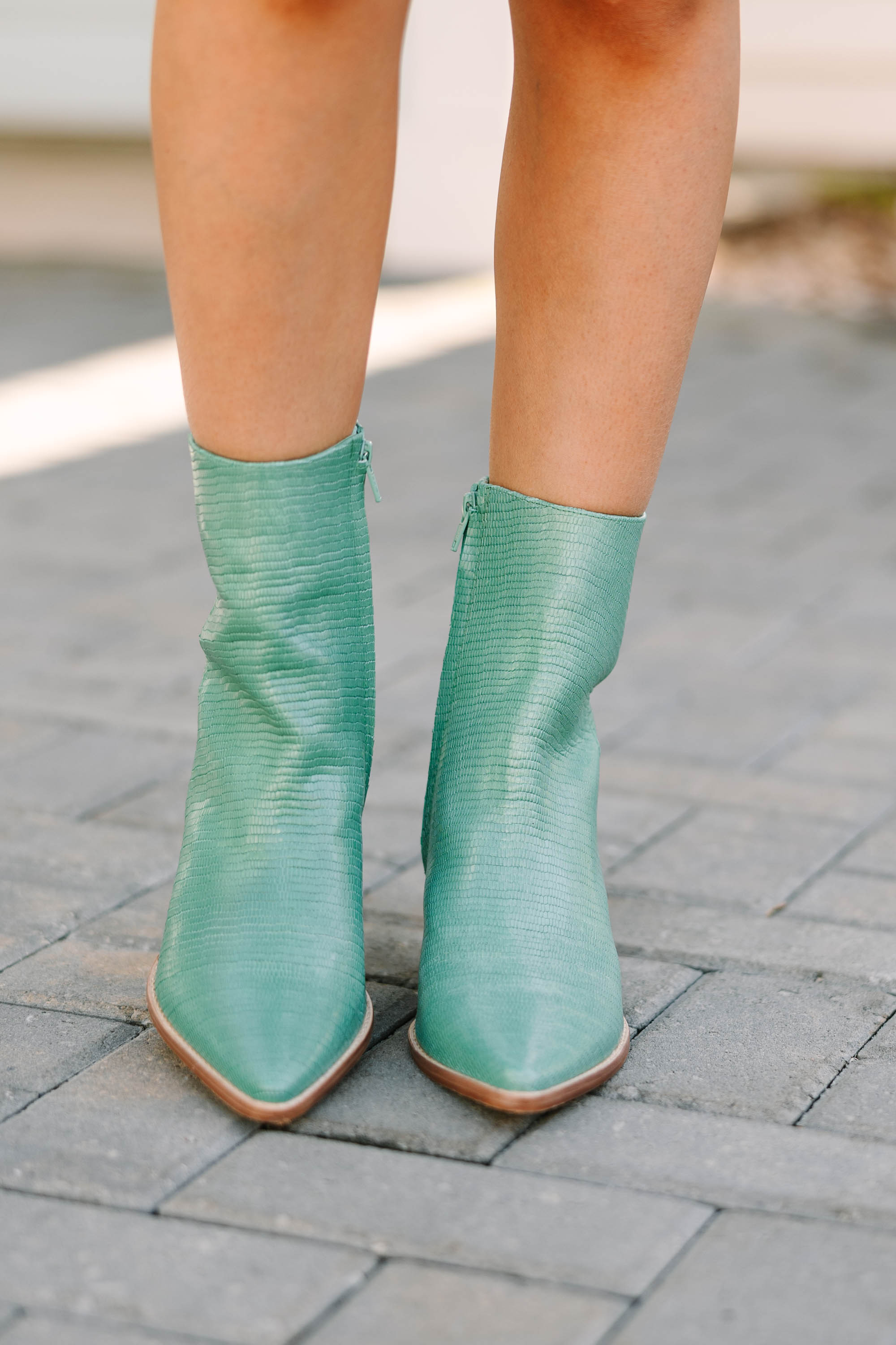 Remember You Well Jade Green Snake Booties