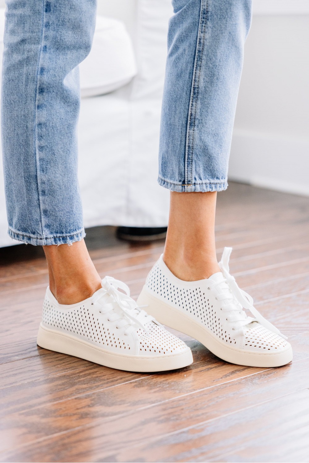 Walking On Air White Perforated Sneakers
